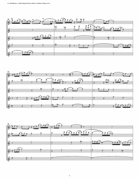 Prelude 12 From Well Tempered Clavier Book 1 Flute Quintet Page 2