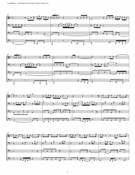 Prelude 14 From Well Tempered Clavier Book 2 Trombone Quartet Page 2