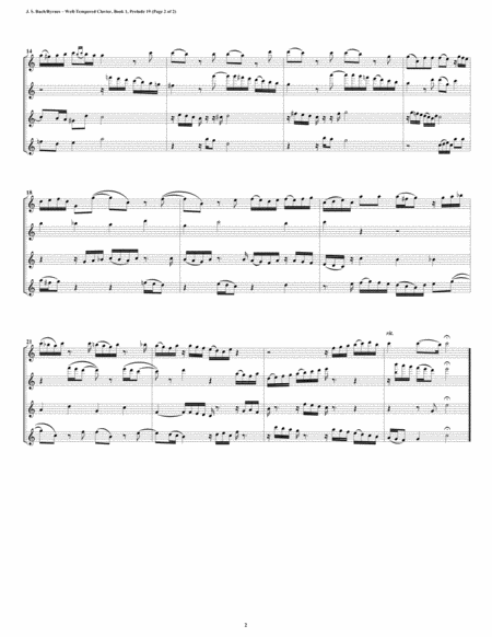 Prelude 19 From Well Tempered Clavier Book 1 Flute Quartet Page 2