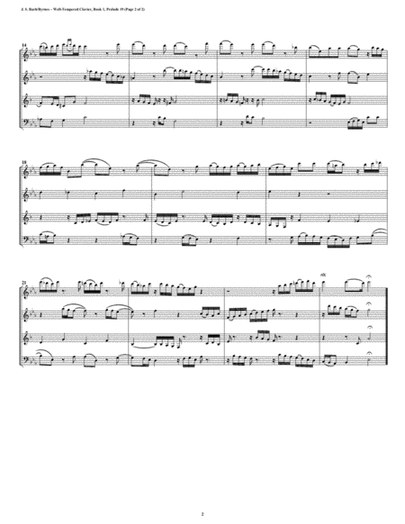 Prelude 19 From Well Tempered Clavier Book 1 Woodwind Quartet Page 2