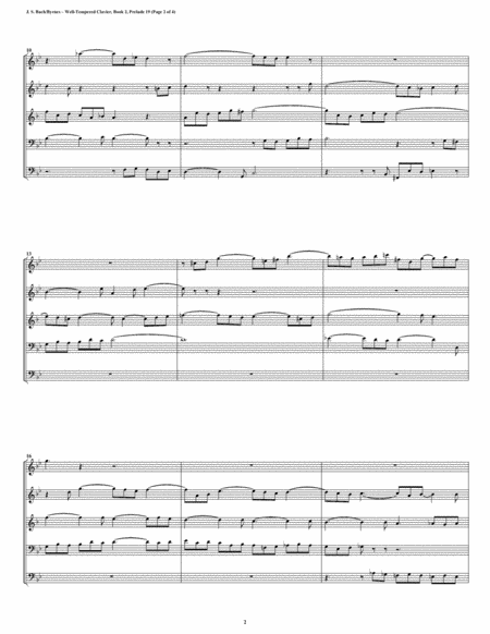 Prelude 19 From Well Tempered Clavier Book 2 Double Reed Quintet Page 2