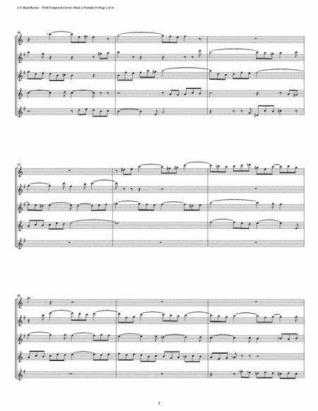 Prelude 19 From Well Tempered Clavier Book 2 Saxophone Quintet Page 2