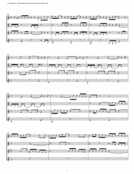 Prelude 21 From Well Tempered Clavier Book 2 Clarinet Quartet Page 2