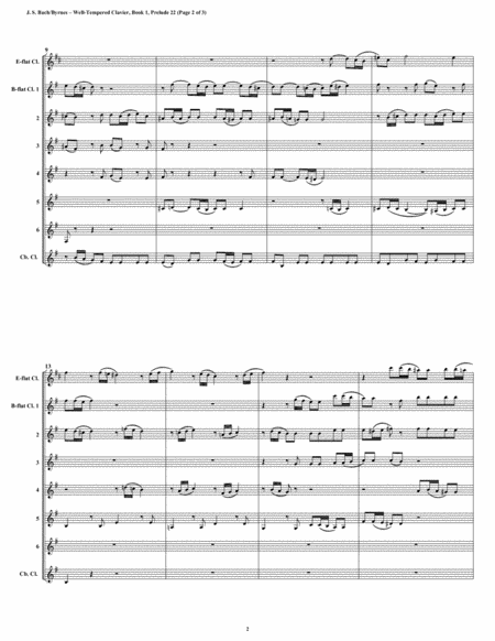 Prelude 22 From Well Tempered Clavier Book 1 Clarinet Octet Page 2