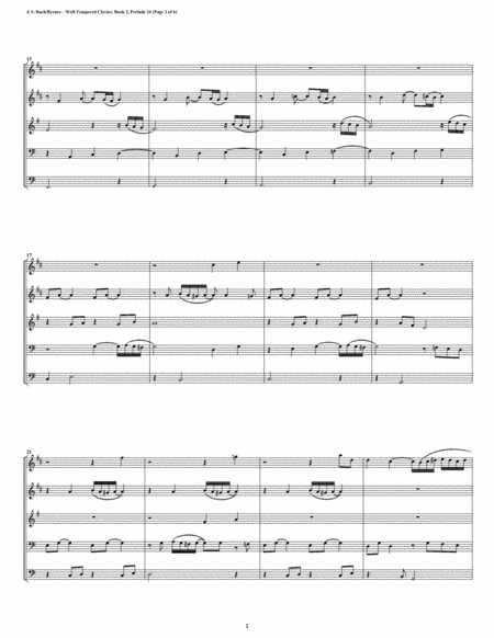 Prelude 24 From Well Tempered Clavier Book 2 Conical Brass Quintet Page 2