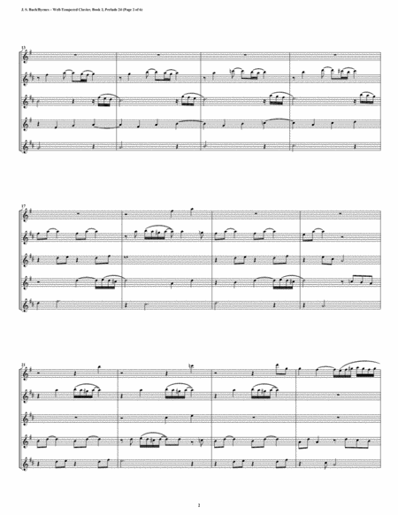 Prelude 24 From Well Tempered Clavier Book 2 Saxophone Quintet Page 2