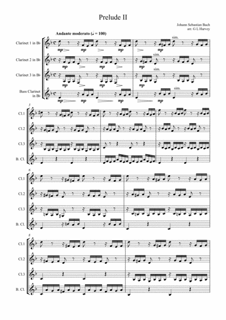 Prelude And Fugue Ii Bwv 847 For Clarinet Quartet Page 2