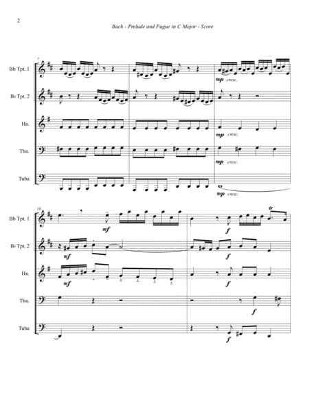 Prelude And Fugue In C Bwv 553 For Brass Quintet From Eight Short Preludes And Fugues Page 2