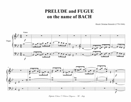 Prelude And Fugue On The Name Of Bach C H Rinck For Organ 3 Staff Page 2