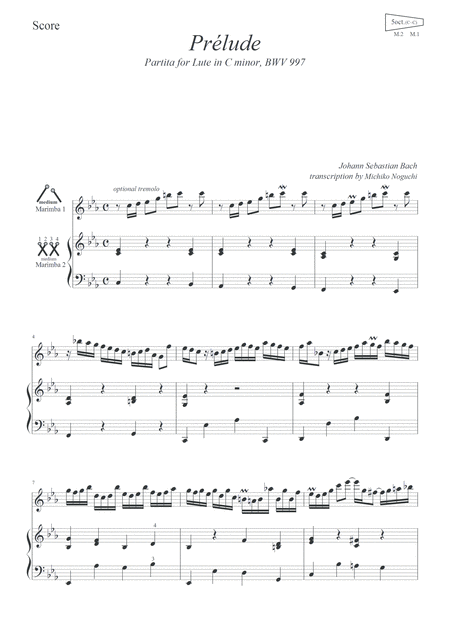 Prelude From Partita For Lute In C Minor Bwv 997 For Marimba Duo Page 2