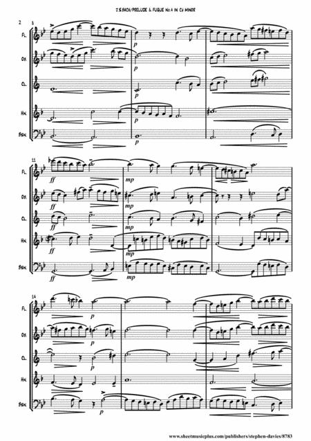 Prelude Fugue No 4 In C Minor From The Well Tempered Clavier Book 1 By Js Bach For Wind Quintet Page 2