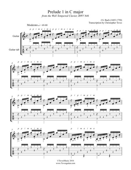 Prelude In C Major From The Well Tempered Clavier For Solo Guitar Page 2