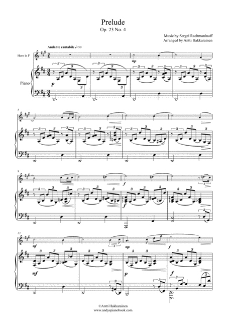 Prelude In D Op 23 No 4 Horn Piano Page 2