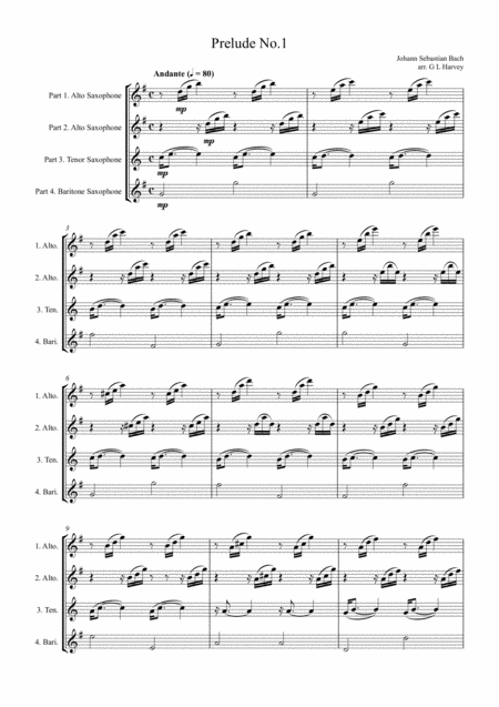 Prelude No 1 Bwv 846 For Saxophone Quartet Page 2