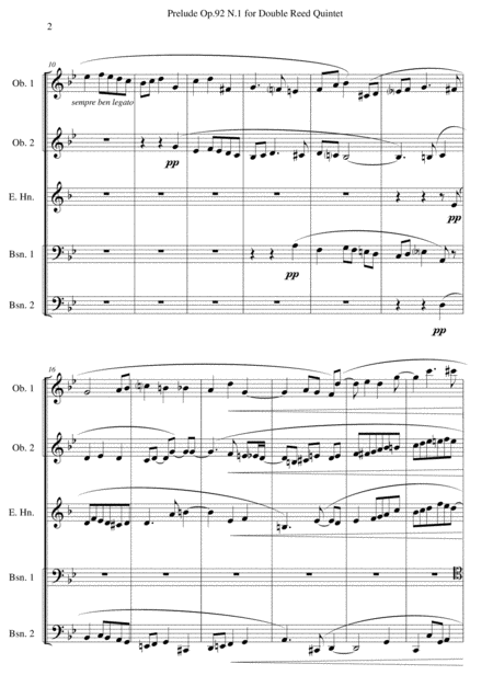 Prelude Op 92 N 1 For Double Reed Quintet Page 2