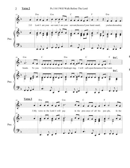 Psalm 116 I Will Walk Before The Lord Piano Vocal Page 2