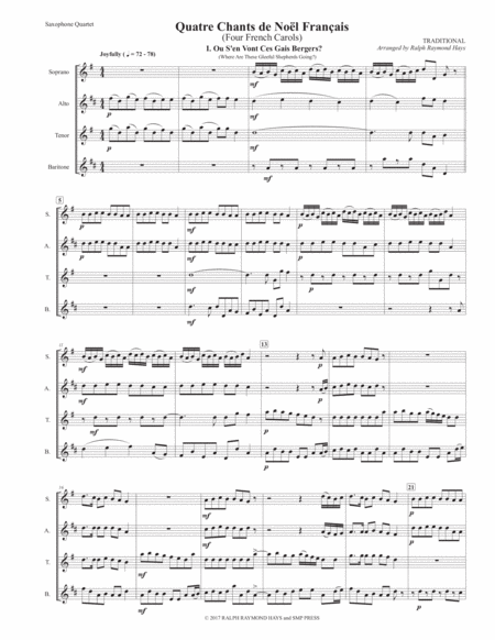 Quatre Chants De Nol Franais Four French Carols For Saxophone Quartet Page 2