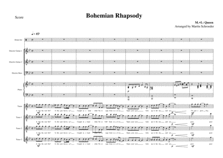 Queen Bohemian Rhapsody For Rock Band And 4 Tenor Voices Transcription Page 2