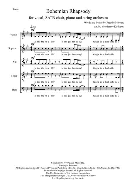 Queen Bohemian Rhapsody For Vocal Satb Choir Piano And String Orchestra Page 2