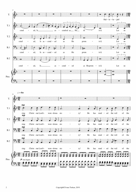 Queen Of The Heavens Regina Coeli F Major Ttbb Tenor Solo Piano Organ Reduced Version Page 2