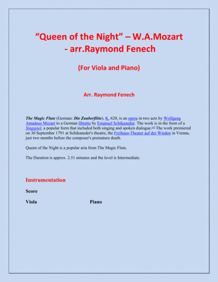 Queen Of The Night From The Magic Flute Viola And Piano Page 2