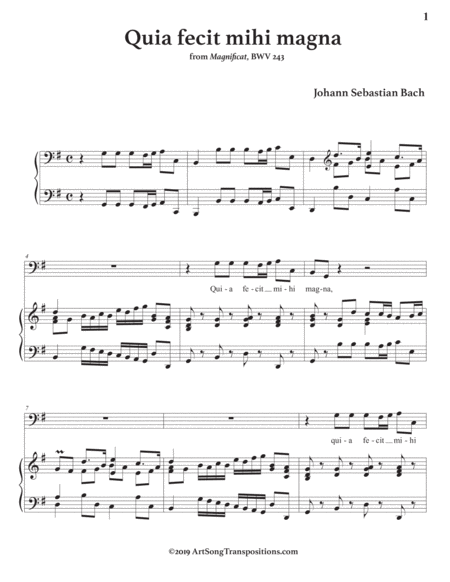 Quia Fecit Mihi Magna Bwv 243 Transposed To G Major Page 2