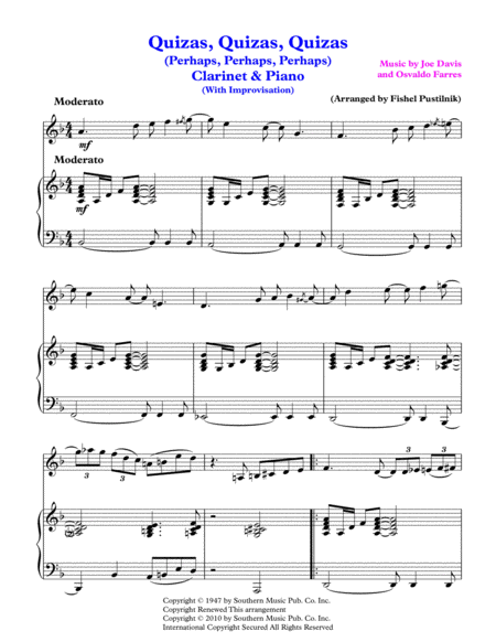 Quizs Quizs Quizs Perhaps Perhaps Perhaps For Clarinet And Piano With Improvisation Page 2