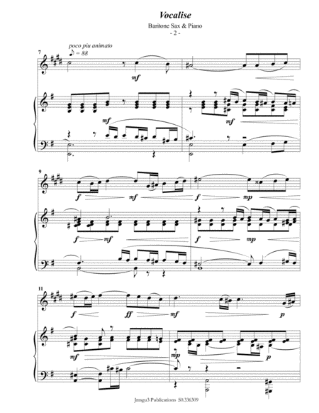 Rachmaninoff Vocalise For Baritone Sax Piano Page 2