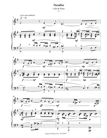 Rachmaninoff Vocalise For Cello Piano Page 2