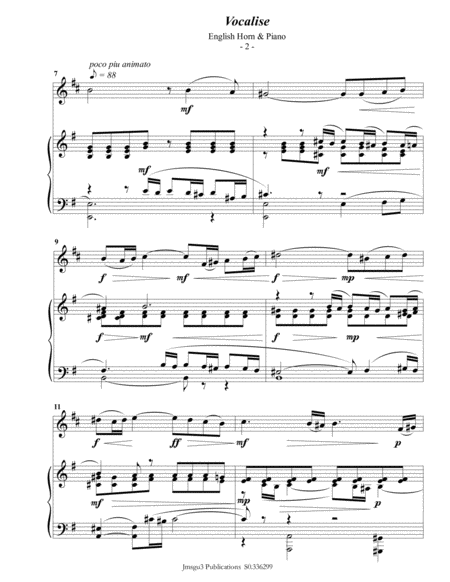 Rachmaninoff Vocalise For English Horn Piano Page 2