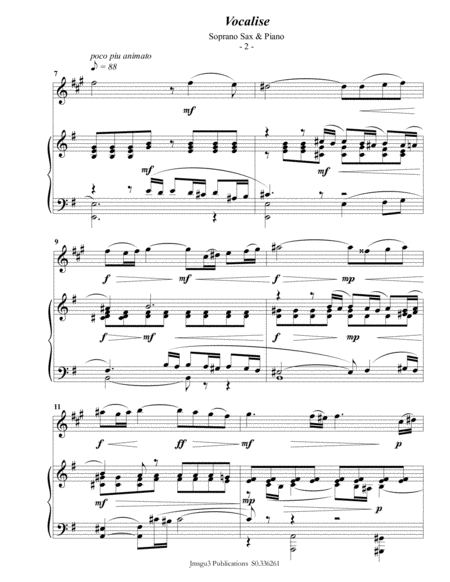 Rachmaninoff Vocalise For Soprano Sax Piano Page 2