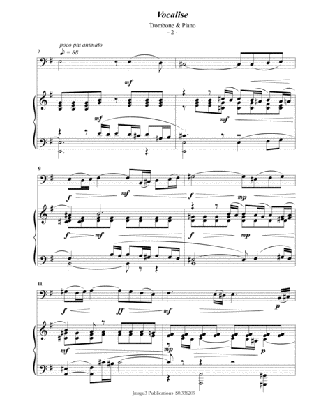 Rachmaninoff Vocalise For Trombone Piano Page 2