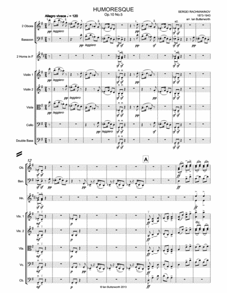 Rachmaninov Humoresque Op 10 No 5 For Chamber Orchestra Page 2