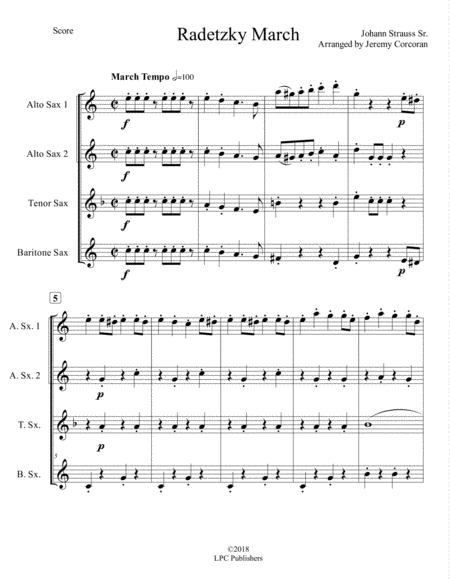 Radetzky March For Saxophone Quartet Satb Or Aatb Page 2