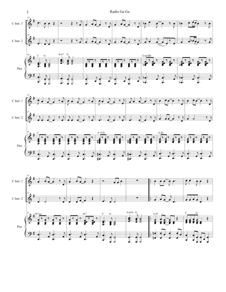 Radio Ga Ga Duet For C Instruments Page 2