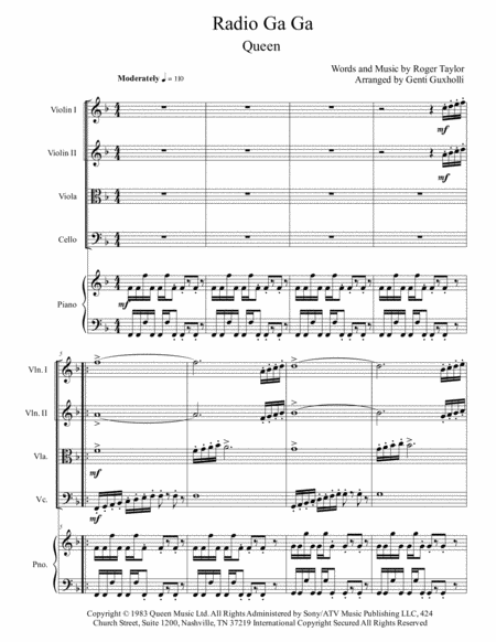 Radio Ga Ga String Quartet Piano Page 2