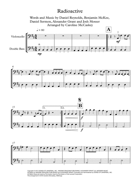 Radioactive Cello And Bass Duet Page 2