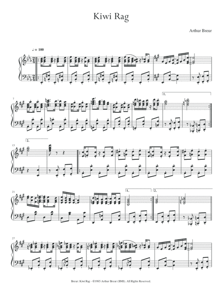 Ragtime No 1 Kiwi Rag Piano Solo Page 2