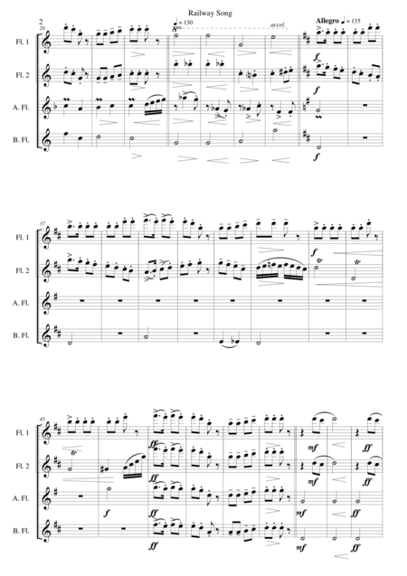 Railway Song Auf De Schwb Sche Eisebahne For 2 Flutes Alto Flute Bass Flute Page 2