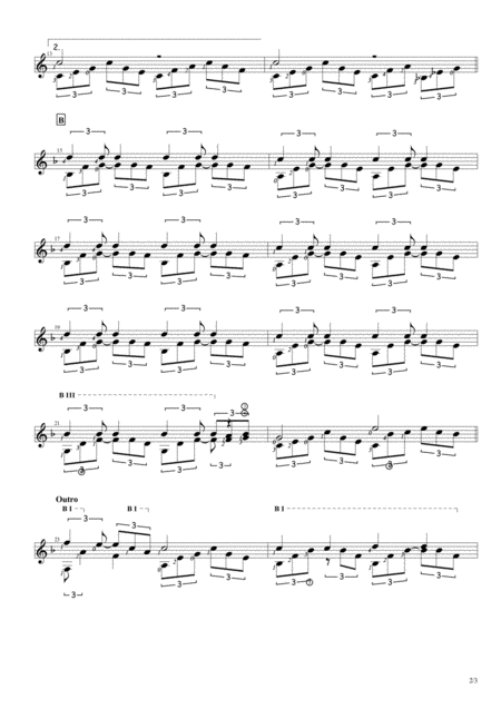 Rain Falls Solo Guitar Score Page 2