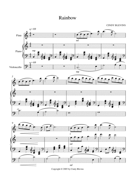 Rainbow An Original Song For Piano And Flute With An Optional Cello Part Page 2