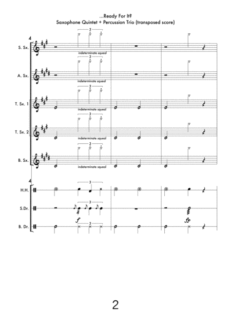 Ready For It Saxophone Quintet Sattb Percussion Trio Hh Sd Bd Page 2