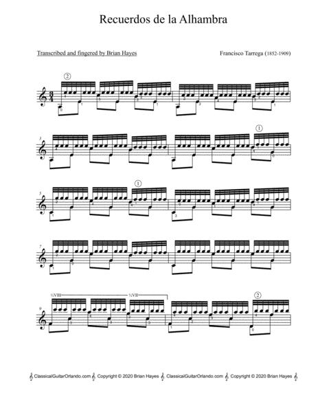 Recuerdos De La Alhambra Standard Notation Page 2