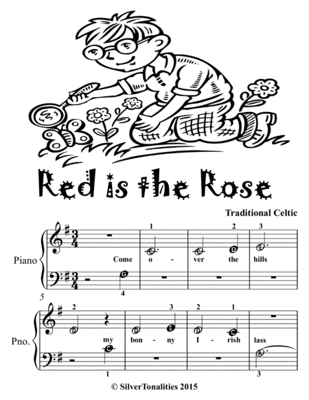 Red Is The Rose Beginner Piano Sheet Music Tadpole Edition Page 2
