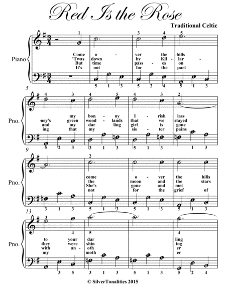 Red Is The Rose Easy Piano Sheet Music Page 2