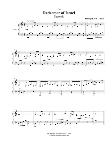 Redeemer Of Israel Easy Piano Duet Page 2