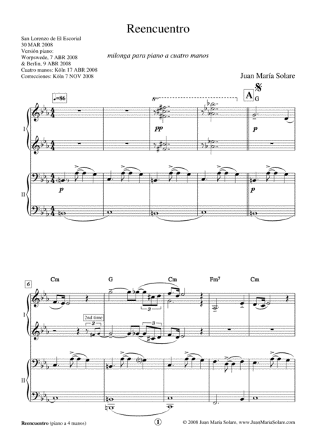 Reencuentro Piano 4 Hands Page 2