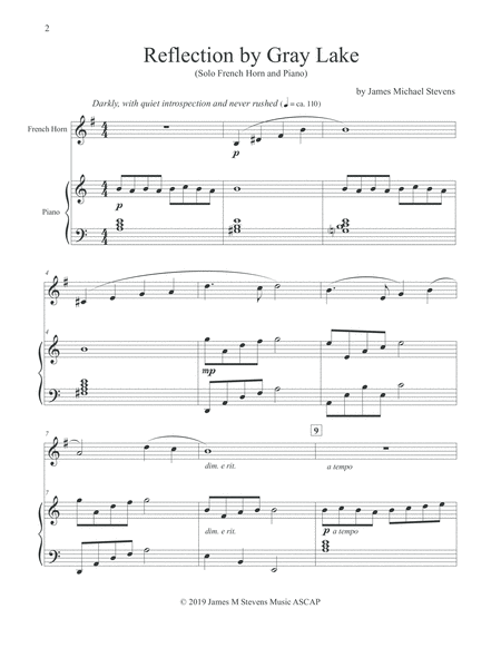 Reflection By Gray Lake French Horn Piano Page 2