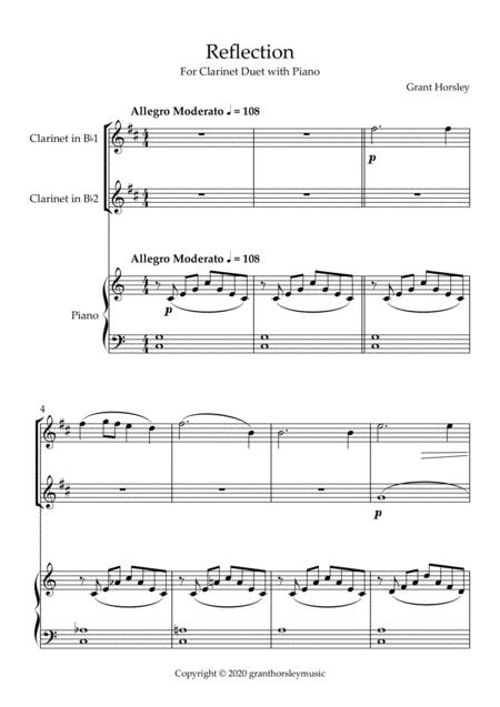 Reflection For Clarinet Duet With Piano Early Intermediate Page 2