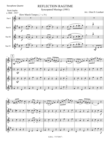 Reflection Ragtime Saxophone Page 2